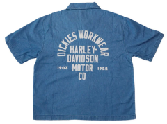 Dickies X Harley Davidson Chambray Work Shirt blue chambray Kauluspaita