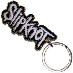 Slipknot White Logo Black Border Metallinen Avaimenperä